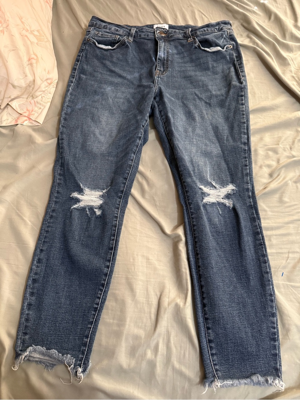 Pistola Distressed Women's Mid-Blue Ripped Jeans